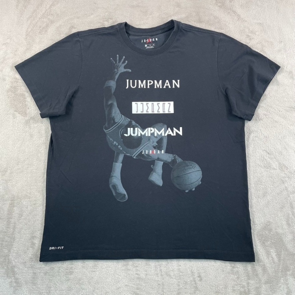 Nike Air Jordan JumpMan Dri Fit T Shirt in Black Men XL Crew Neck Short Sleeve